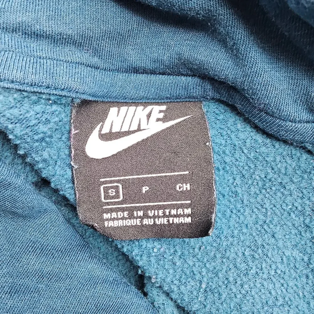 Nike Womans size S Cowl Funnel Neck Hoodie Kangaroo Pocket Teal Silver Logo